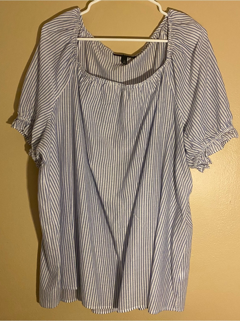 Lane Bryant Boho Light Airy Ruched Sleeve Blouse Size 24